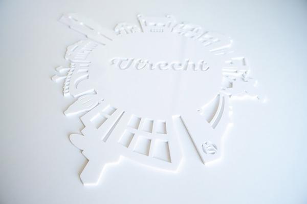 Utrecht Skyline wit rond zijaanzicht