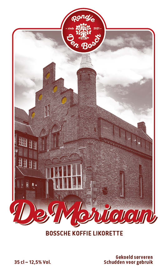 Rondje De Moriaan koffie likorette etiket voorzijde
