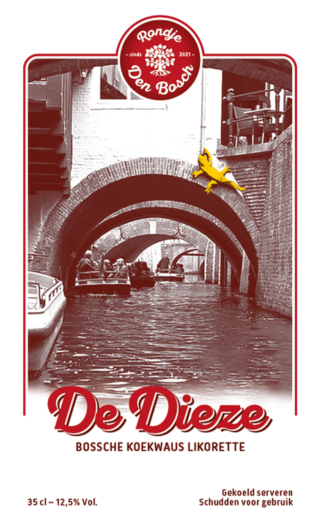 Rondje Den Bosch De Dieze Koekwaus likorette etiket voorzijde