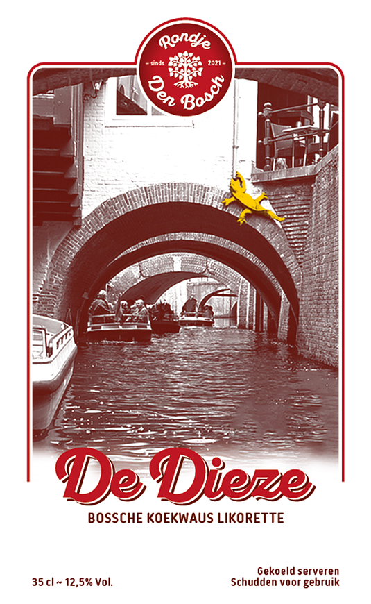 Rondje Den Bosch De Dieze Koekwaus likorette etiket voorzijde