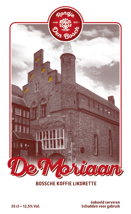 Rondje De Moriaan koffie likorette etiket voorzijde