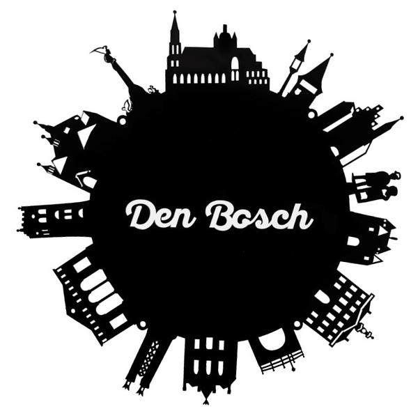 Den Bosch Skyline rond Rondje Den Bosch zwart