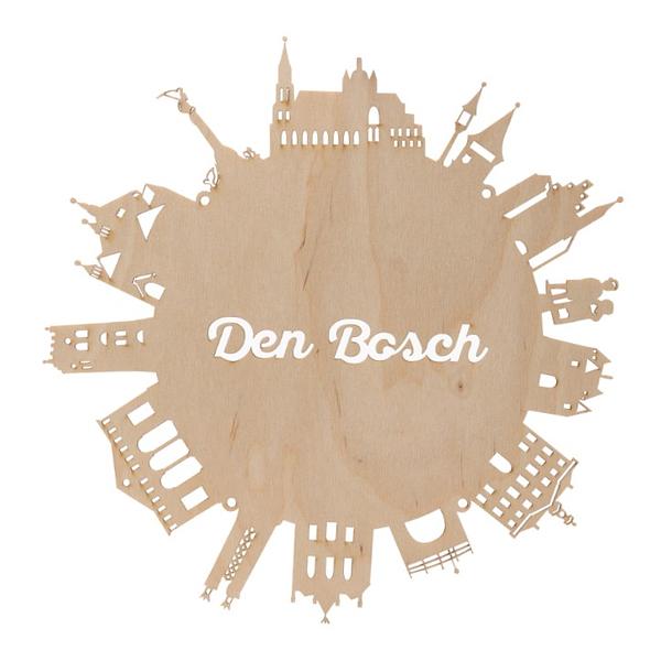 Den Bosch Skyline rond Rondje Den Bosch triplex hout bruin