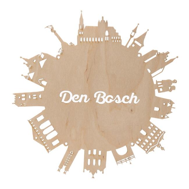 Den Bosch Skyline rond Rondje Den Bosch triplex hout bruin