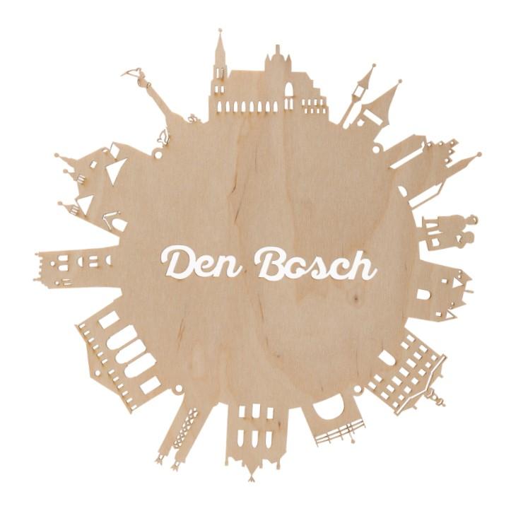 Den Bosch Skyline rond Rondje Den Bosch triplex hout bruin