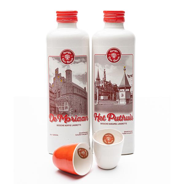 De likorette van Rondje Den Bosch is een laag alcoholhoudende likeur.  'Rondje Den Bosch' bestaat uit 6 verschillende smaken. Iedere smaak heeft een Den Bosch karakter gekoppeld aan bijvoorbeeld een gebouw, plek, gebeurtenis, geschiedenis etc. Zo proeft u de smaken & geschiedenis van Den Bosch. 'Knillis' brandewijn met suiker, 'De Citadel' honing/sinaasappel, 'De Dieze' koekwaus, 'Het Puthuis' karamel, 'De Moriaan' koffie & 'De Drakenfontein' chocolade.