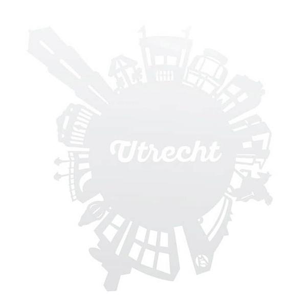 Utrecht skyline rond in hout of acryl in de kleur wit