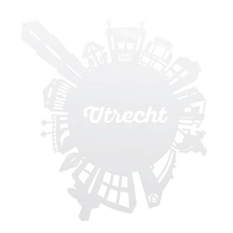 Utrecht skyline rond in hout of acryl in de kleur wit