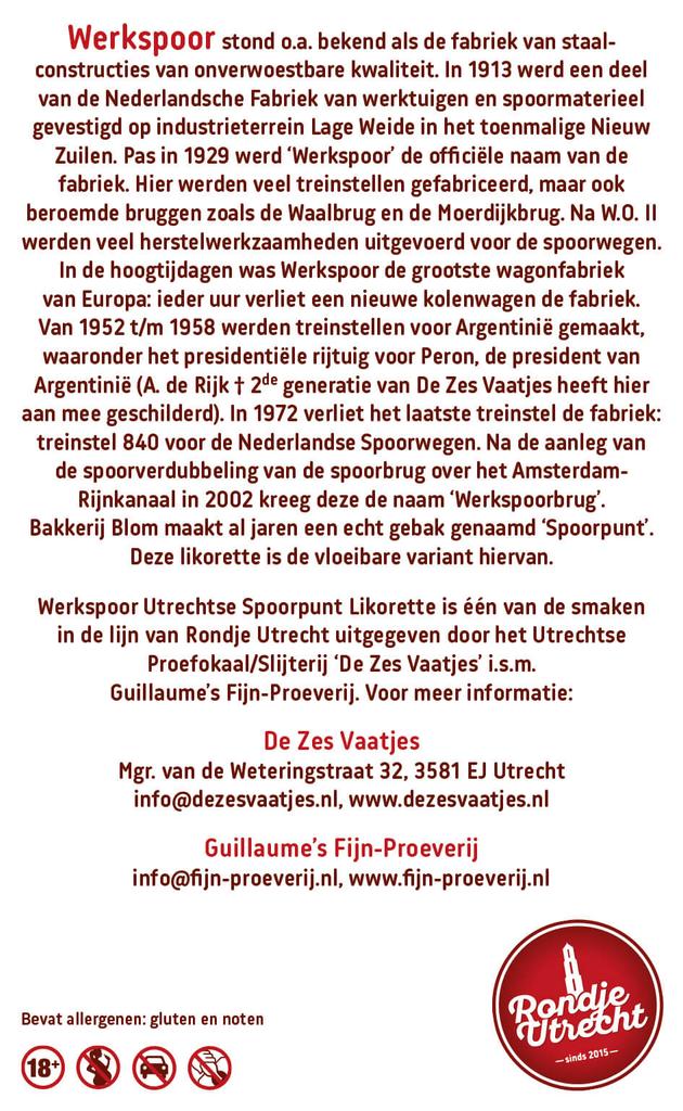 Rondje Utrecht Makke Jannen Gepofte Tamme Kastanje Likorette Miniatuur Rondje Utrecht likorette likeur Werkspoor Spoorpunt, Makke Jannen Kastanje, Sint Maarten Koffie, Leugenaarsbank Mokka, Gerrit Rietveld Beukennoot, Cupfighters Kersen, De Inktpot Drop, Oudegracht Chocolade, Piekenkermis Nougat, Verborgen RijkDOM Karamel, Vrolijke noot Hazelnoot, De Zes Vaatjes Crème Brulée Fijn-Proeverij Rondje Nederland
