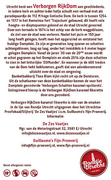 Sint Maarten Koffie likorette Rondje Utrecht, Ontdek de smaak van Utrecht Miniatuur Rondje Utrecht likorette likeur Werkspoor Spoorpunt, Makke Jannen Kastanje, Sint Maarten Koffie, Leugenaarsbank Mokka, Gerrit Rietveld Beukennoot, Cupfighters Kersen, De Inktpot Drop, Oudegracht Chocolade, Piekenkermis Nougat, Verborgen RijkDOM Karamel, Vrolijke noot Hazelnoot, De Zes Vaatjes Crème Brulée Fijn-Proeverij Rondje Nederland