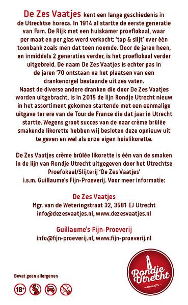 Sint Maarten Koffie likorette Rondje Utrecht, Ontdek de smaak van Utrecht Miniatuur Rondje Utrecht likorette likeur Werkspoor Spoorpunt, Makke Jannen Kastanje, Sint Maarten Koffie, Leugenaarsbank Mokka, Gerrit Rietveld Beukennoot, Cupfighters Kersen, De Inktpot Drop, Oudegracht Chocolade, Piekenkermis Nougat, Verborgen RijkDOM Karamel, Vrolijke noot Hazelnoot, De Zes Vaatjes Crème Brulée Fijn-Proeverij Rondje Nederland