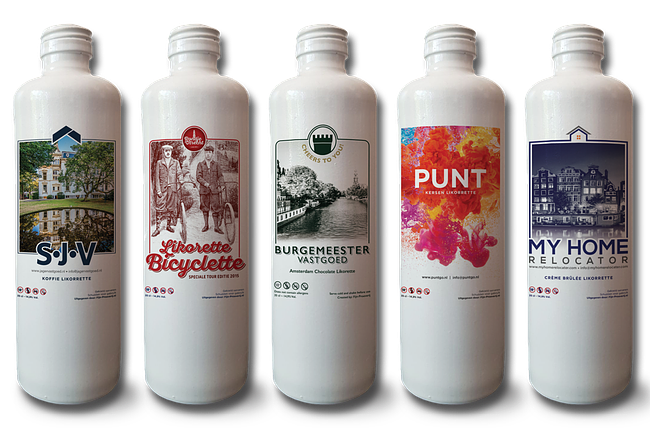 Flessen likorette geheel gepersonaliseerd