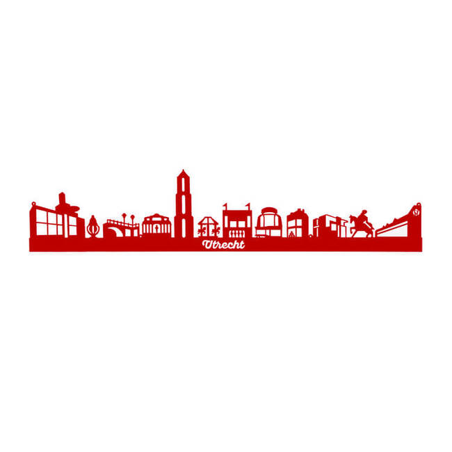 Utrecht skyline horizontaal in acryl in de kleur rood